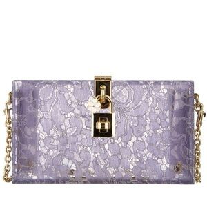 New Dolce & Gabbana Purple Lace plexiglass Clutch